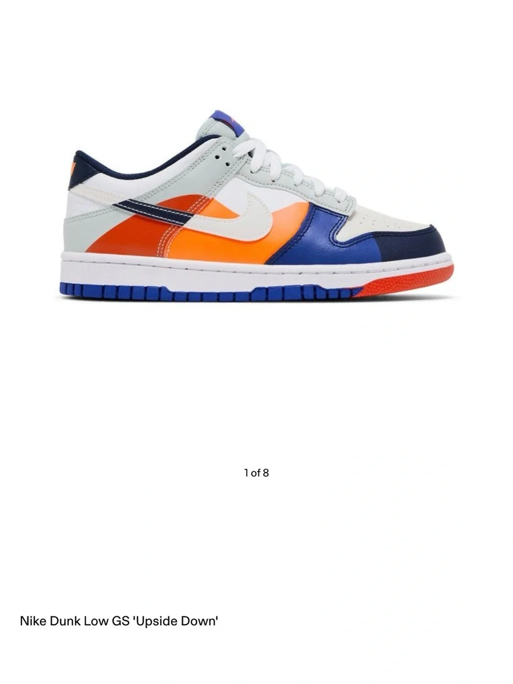 Nike Kids Low-Top Sneakers in White, Orange & Blue - Picture 1 of 6